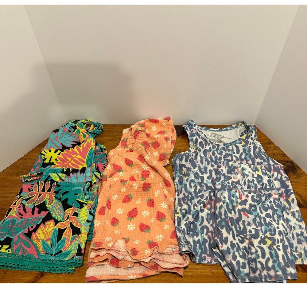 3 girls Summer outfit matching set 7-8 Tank top shorts